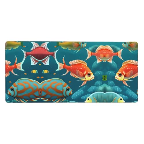 Ocean - Alfombrilla de ratón para juegos, diseño de pez subacuático, 40,6 x 90 cm