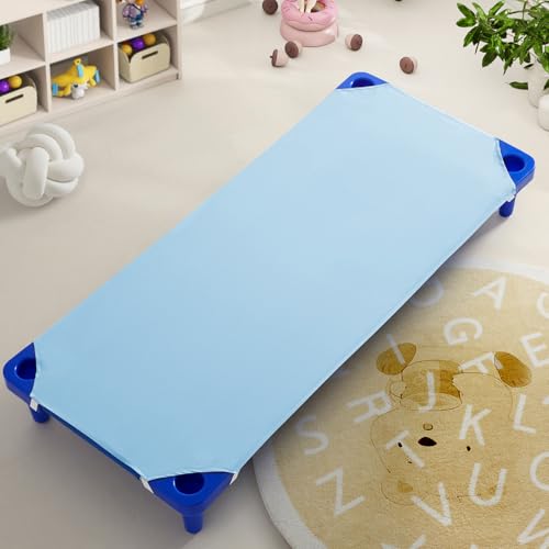 Image of Horbaunal 10 Pack Aqua Blue Cot Sheets for Daycare, 23 inch x 51 inch | Daycare Cot Sheets, Microfiber Fitted Cot Cover, for Preschool Kids Nap Time, Daycare Essentials