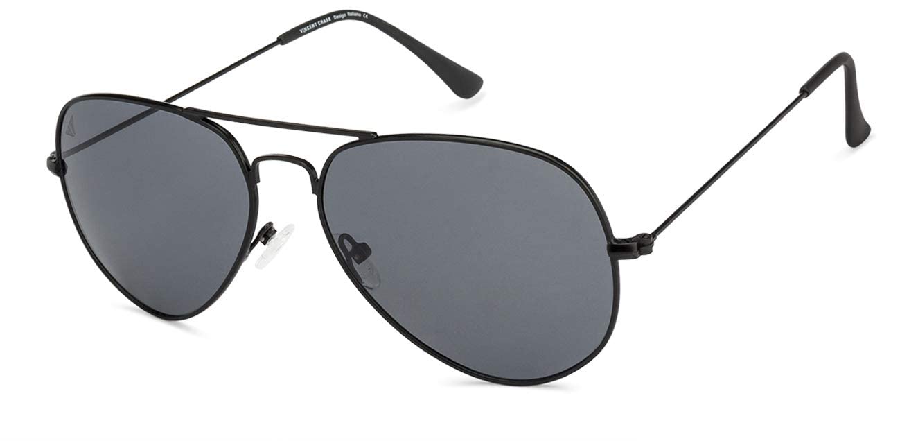 VINCENT CHASE EYEWEAR By Lenskart | Full Rim Aviator | Polarized and 100% UV Protected Sunglasses | Men & Women | Medium | VC 5158/P Black Frame/Grey Lens – Pack of 1 VINCENT CHASE EYEWEAR By Lenskart | Full Rim Aviator | Polarized and 100% UV Protected Sunglasses | Men & Women | Medium | VC 5158/P Black Frame/Grey Lens – Pack of 1