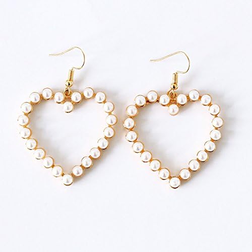 Pearl Heart Earrings for Women Pearl Heart Bow Earrings Pink Heart Bow Earrings Statement Heart Earrings Pearl Wedding Drop Earring Valentines Christmas Mother’s Day Jewelry - Image 5