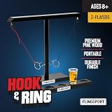 Wooden Hook and Ring Games for Adults & Teens, Ring Toss Family Games, Party Games for Adults & Kids, Couples Gifts, Couples Games, Outdoor Indoor Games, Large 16" X 13"