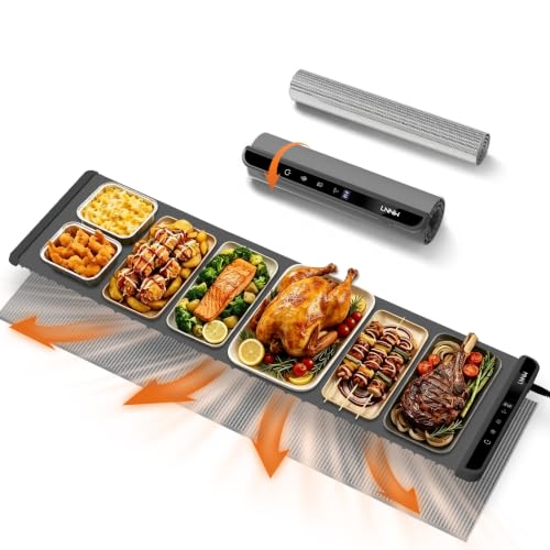 Image of Warming Mat for Food, 46x15 Inch, Dark Grey, Fast Heat, Child Lock