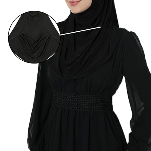 LMVERNA Ready To Wear Hijab for Women Muslim Instant Turban Soft Scarf for Prayer Long Hijabs(Black)4