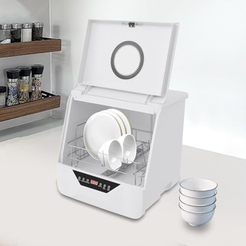 Image of Portable Countertop Dishwasher, 800W Mini Dishwasher 15.24x14.69x15.43in Dish Washing Machine with 4 Functions, 55dB Ultra-Quiet for Small-Sized Houses (White-4)