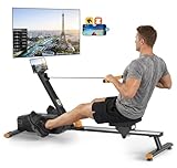 2026update Magnetic Rowing Machines for Home,Rower Machine with 16 Levels,Powerful Silent Magnetic Resistance,350lbs Weight Capacity,LCD Monitor,Silent Rail System,Row Machine for Home Gym Exercise