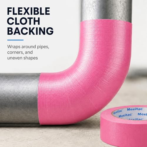 Image of Pink Duct Tape, 2 Rolls, 2 in x 30 yd, Heavy Duty Cloth Tape