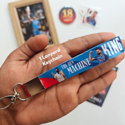 Image of TenorArts Gift Box Merchandise - 5x7 Inches Laminated Photo Frame,1 Keychain, 1 Badge, 4 4x6 inches Posters, Shapecut Stickers - 5 items in 1 Box | Perfect for Gifting Cricket Fans