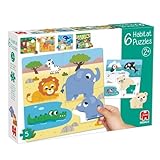Goula Habitat Puzzle – 6 Lernpuzzles für Kinder mit Holz-Tierteilen – Lebensräume & Tiere Entdecken – Motorik- und Zuordnungsspiel - für Mädchen und Jungen ab 2 Jahren