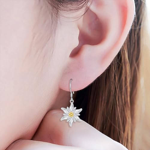 925 Sterling Silver Leverback Earrings Drop Dangle for Women Flower Jewelry Birthday Gift2