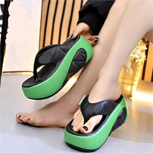 Flip Flops for Women Women's Pinch Toe Slippers, Beach Slippers, Summer Outdoor Platform Footwear(Green,39)3