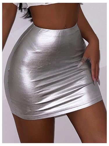 Floerns Women's Going Out Skirts Mid Waist Concert Outfit Bodycon Mini Skirts4