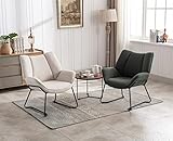 Ya-Home Sessel Wohnzimmer Loungesessel modern Lesesessel gepolstert Ohrensessel mit Metallbeinen für Schlafzimmer/Wohnzimmer, Leinen, Beige