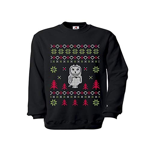 Pull Merry Christmas Chouette de Noël Noir Small en Maille pour Fêtes