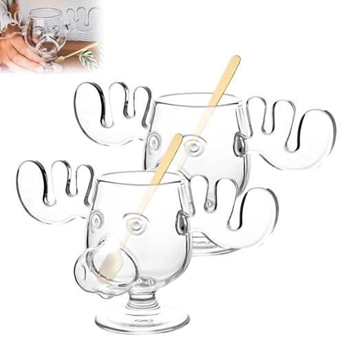 Generisch Weihnachtsgläser National Weihnachtsurlaub Elchgläser Christmas Elch Gläser Christmas Vacation Christmas Mug Moose Mug Dekorationen Klar Kaffee Tee Getränke