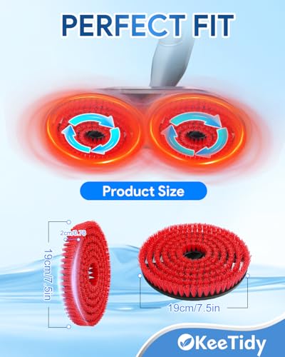 Image of Steam Mop Pads Replacement Brush Head Compatible with Shark Steam and Scrub Mop S7000 S8201 S7001 s7201 Shorter Bristle Professional Cleaning and Polishing Brush (Red, 2 Brush)