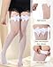 Syhood Valentine's Day Women's Satin Bow Accent Fishnet Thigh High Fashion Stockings for Daily Wear Party Costumes(White with White Bow)