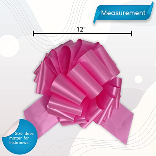 Instabows 12" Giant Pink Pull Bow - Effortlessly Enhance Your Gifts & Parties With A Big Bow For Present - Large Gift Bow For Birthdays, Quinceanera, Sweet 16, Bicycles, Baby Showers (Metallic Pink) #TOP1