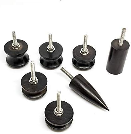 7 Stlye Black Ebony Wood Leather Burnisher Polished Rods, Leather Slicker Burnishing Tool, Edge Burnisher, Electric Polished Tip Head DIY Rotary Tools Sets