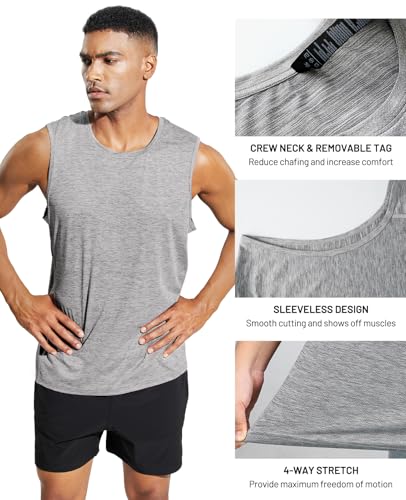 Image of MIER Men's Sleeveless Tank Top Dry Fit Workout Muscle Tee Shirt for Running Athletic Gym Sports Training, Moisture Wicking