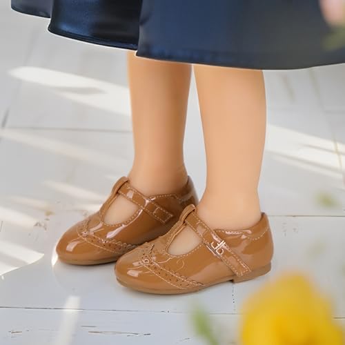 THEE BRON Mary Jane Shoes for Girls T-Strap Toddler Flats Patent Leather with Crafted Legacy2