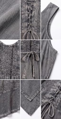 Image of Sakkas Magdilena Stonewashed Corset Front Embroidered Dress