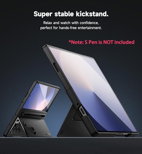 SURITCH for Samsung Galaxy Z Fold 6 Case with Kickstand and S Pen Holder [S Pen NOT Included], Phone Case for Z Fold 6 2024 -Black by SURITCH - Used condition - Image 3