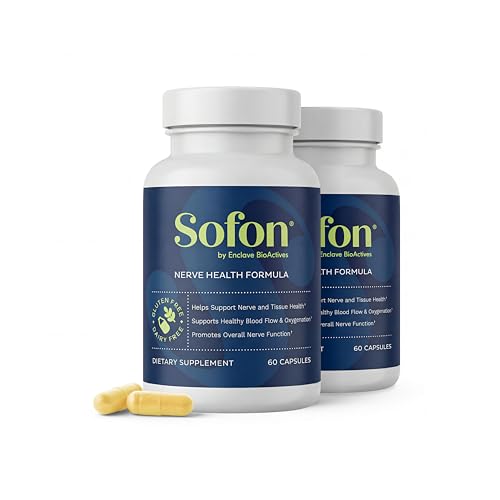 Sofon Nerve Support Supplement 2 Pack (60 Caps, 30 Servings) Neuropathy Supplements Blend for Healthy Feet. Vitamin D, B12, Zinc, Alpha-Lipoic Acid, MSM, Coenzyme Q10, Bromelain,Green-Lipped Mussel