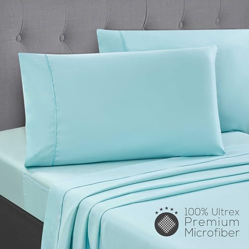 Mueller Luxury 4 Piece Twin XL Sheet Sets - Ultra-Soft 1800 Series, Cooling & Breathable Twin XL Bed Sheets, Hotel Quality Bedding, Deep Pocket up to 16" - Hypoallergenic, Wrinkle-Resistant, Aqua