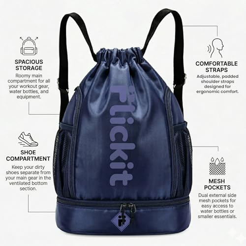 Image of FLICKIT Sports Drawstring Bag & Pro Bag Backpack for Men & Women