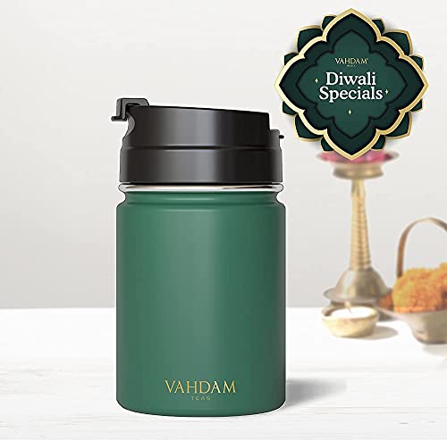 VAHDAM-Vitality-Tea-Flask-260-ml-Dark-Green-Spill-Proof-188-Stainless-Steel-Tumbler-ECO-Friendly-and-Reusable-Workout-Sipper-Travel-Coffee-Mug-or-Tea-Mug