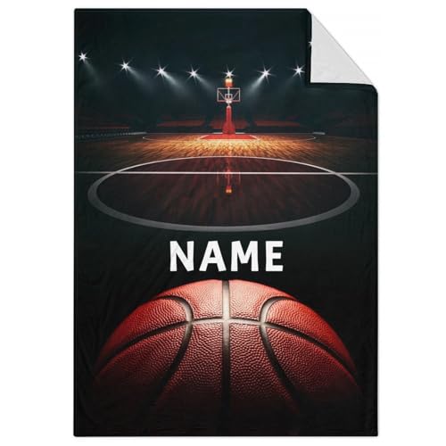 Mercuryelf Custom Basketball Throw Blanket - Soft, Fuzzy & Warm - 30x40 Inches Small Blankets for Lap, Crib - Black Sports Throws Gift for Basketball Lovers