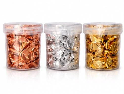 3 Color Metallic Foil Flakes Set | Gold, Silver & Copper Resin Art Supplies | Foil Leaf Flakes for Epoxy Resin, Nail Art, Craft Decoration, Jewelry Making & DIY Projects-image-25