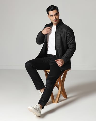 Image of TAGAS JACKET|mans Winter Puffer Jacket| Men's Solid Black Quilted Puffer Jackets | Lightweight Warm Winter Wear | Full Sleeve Front Zip Closure | Casual Outdoor Travel Jacket for Men