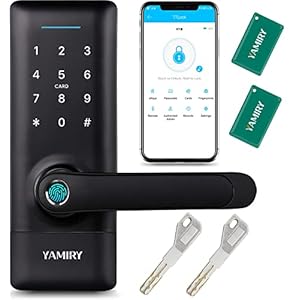 Smart Door Lock, Yamiry Smart Door Handle, Biometric Fingerprint Door Lock, Keyless Entry Door Lock with Handle…