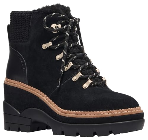 kate spade new york Women's Willow Lug Lace Up Bootie Fashion Boot, Black, 10.52