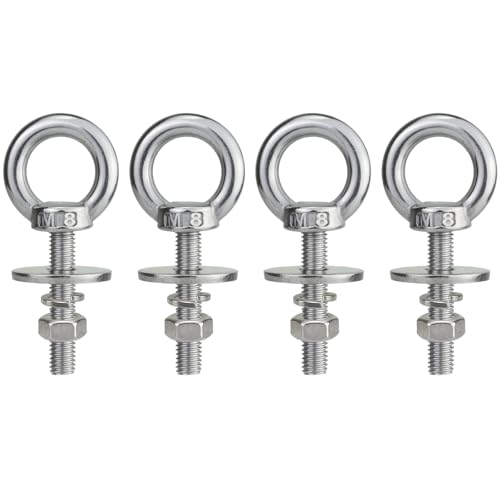 Boulon à œil M8 x 38 mm en acier inoxydable avec écrous pour fixation lot de 4