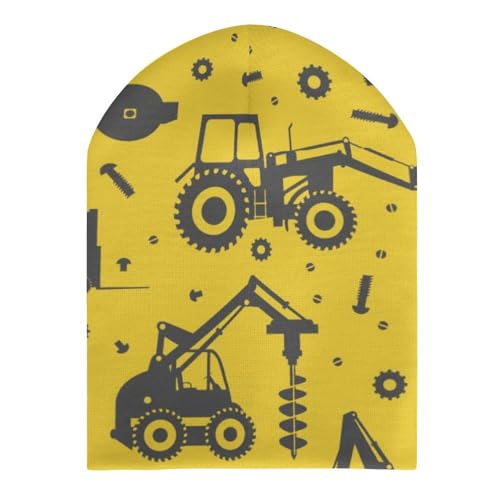 Excavators Construction Trucks Kids Beanie Hat for for Girls Boys Children Cap Winter Knitted Chemo Cancer Headwear Accessories Gifts Decoration Black3
