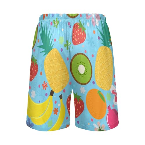 Tropical Fruits Flower Blue Pajama Shorts for Men Lounge Pants Sleep Lounge Pant Mens Pajama Shorts with Pockets, S-XXL2