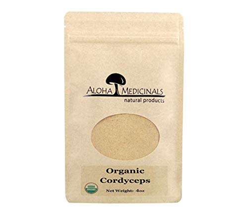Aloha Medicinals - Pure Cordyceps - Certified Organic Mushrooms â€“ Cordyceps Militaris â€“ Cordyceps Sinensis - Supports Immunity, Energy and Stamina â€“ 4oz Bag (Powder)