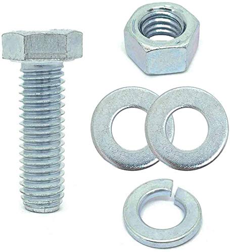 (15 Sets) 1/4-20x2\" Stainless Steel Hex Cap Bolts Screws, Nuts, Flat & Lock Washers