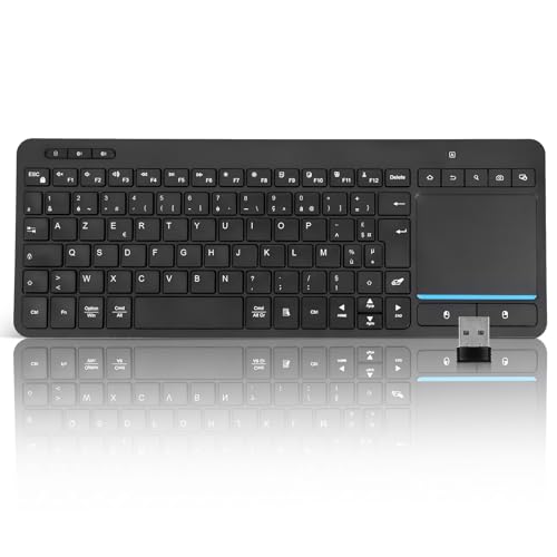 Bnnwa Clavier Bluetooth sans fil multi-appareils avec pavé tactile, clavier TV sans fil avec pavé tactile de grande taille, prend en charge 3 appareils pour TV,...