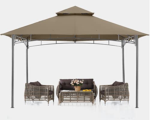 ABCCANOPY Gazebos for Patios 10x10 - Outdoor Steel Frame Gazebo for Lawn Backyard Garden Deck (Khaki)