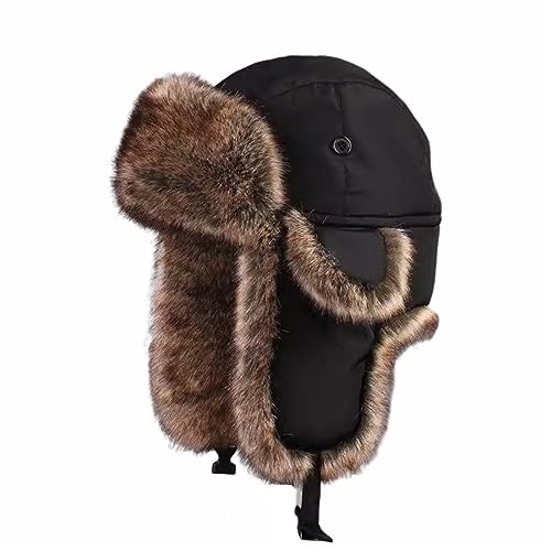 Image of Hat Men and Women Winter Skiing Cap Warm Faux Fur Hunting Trapper Hat