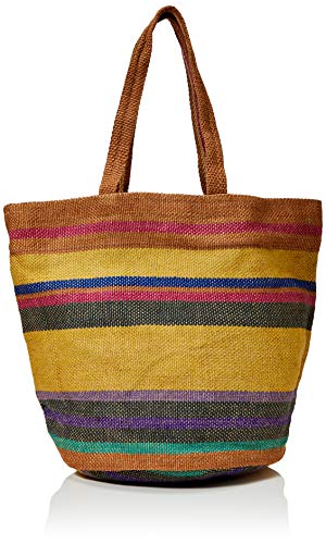 Sac de plage ocre en coton avec doublure et poche intérieure 25g