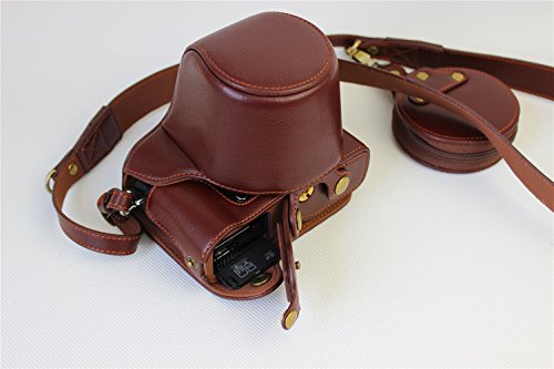 Olympus Pen-F Case, Bolinus Handmade Genuine Real Leather Fullbody Camera Case Bag Cover For Olympus Pen-F Bottom Opening Version With Neck Strap - Brown #TOP6