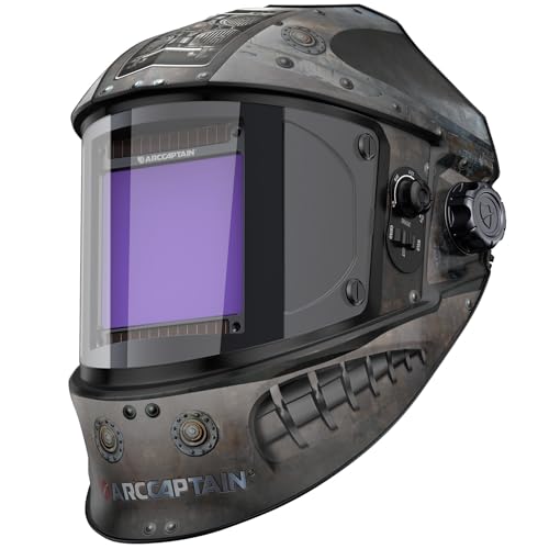Image of ARCCAPTAIN 3.94"X3.66" Welding Helmet Auto Darkening, 1/1/1/1 Top Optical Clarity Large Viewing Screen Solar Power Welding Hood with 4 Arc Sensor, Wide Shade 4-5/5-9/9-13 for TIG MIG ARC Welding Cut
