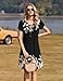 Zeagoo Damen Kleider Sommer Rundhals Blumen Shirtkleid Casual Lässiges Strandkleid Tunikakleid mit Taschen Schwarz L