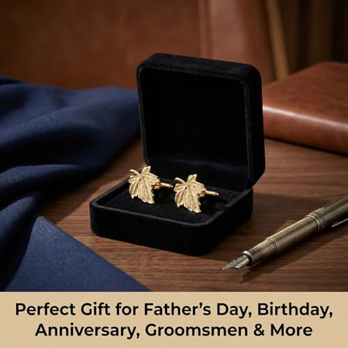 Mancuernillas Plata con Hoja de Arce para Camisa de Hombre miniatura 7