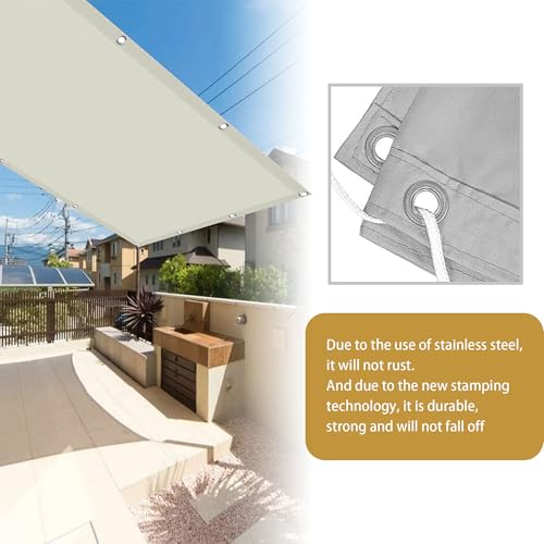 Toile ombrage imperméable rectangulaire 3.4x4m blanc cassé pour extérieur - 5