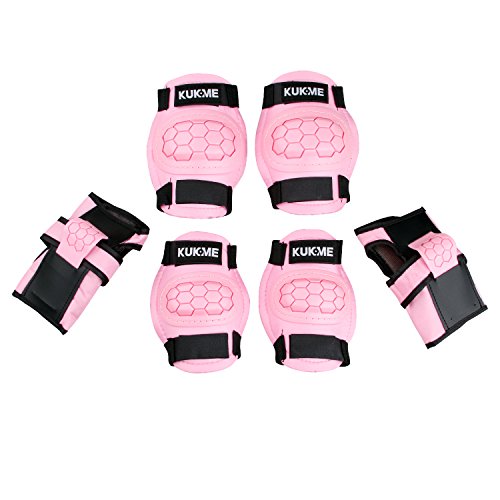 Skyrocket Los niños de hielo Gear Protective Gear rodilla y codo muñequeras almohadillas para niños (color rosa/negro/naranja)